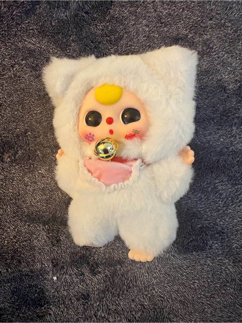 Plush White Cat Costume Doll with Bell - Cute Stuffed Animal